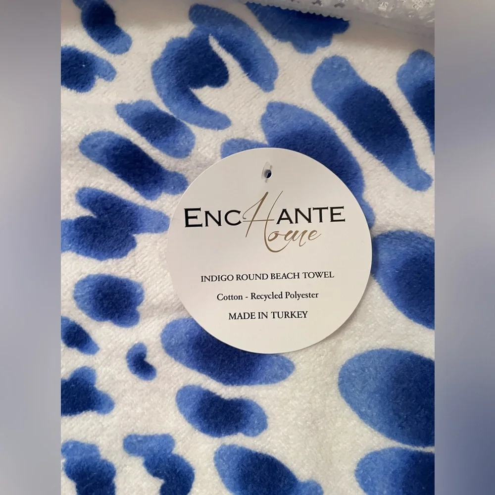 NWT Blue White Tie die round beach towel